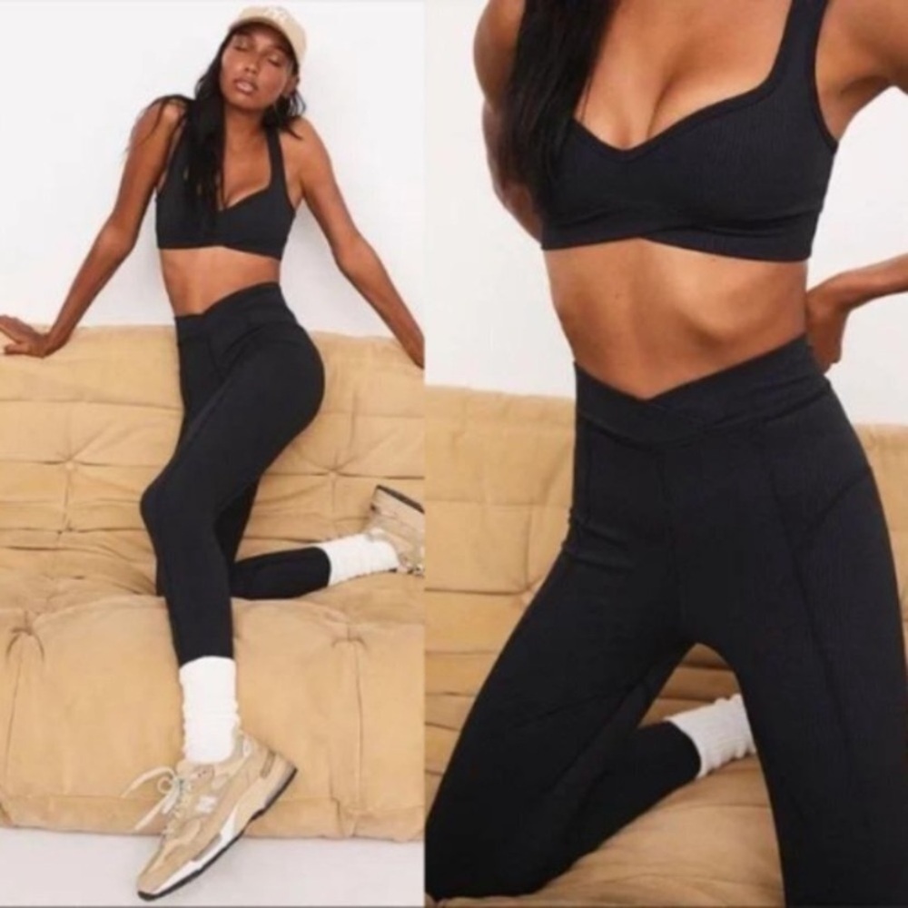 New! For Love and Lemons Ella Ribbed crossover leggings 2994